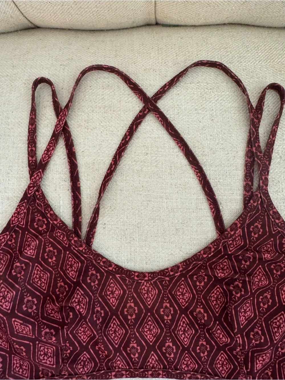Urban Outfitters Burgundy Geometric Strappy Bralette Size M